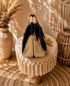 Sac rayé noir et beige