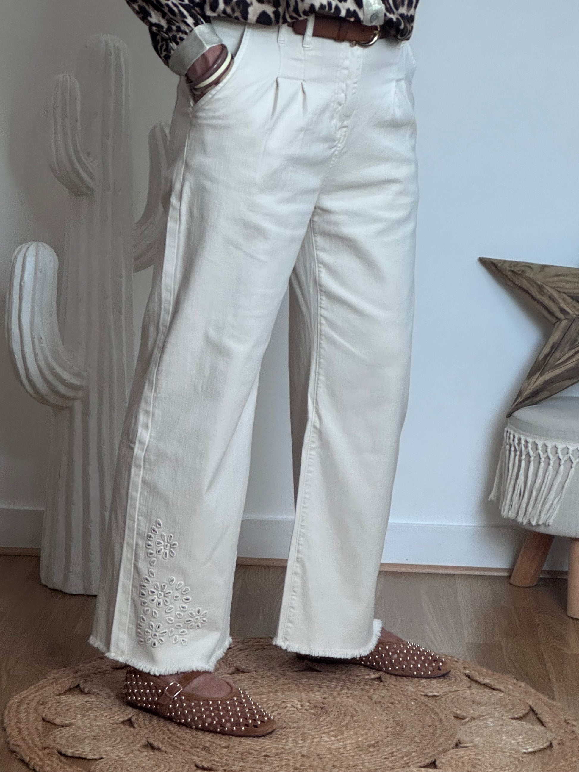 Jeans crème bohème du S au XXL