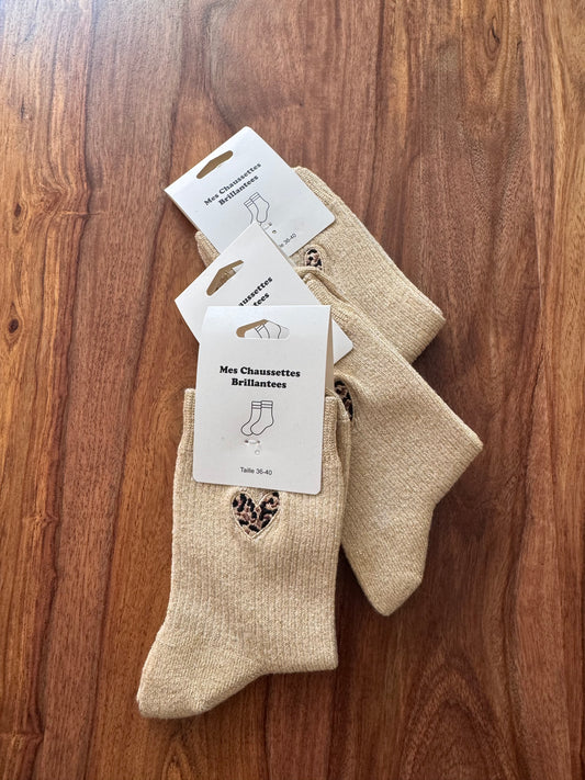Chaussettes cœur brillantes 36/40