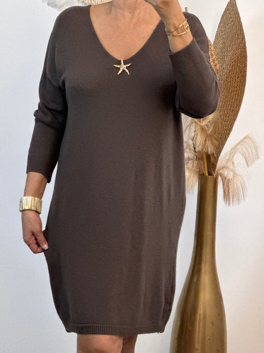 Robe maille marron