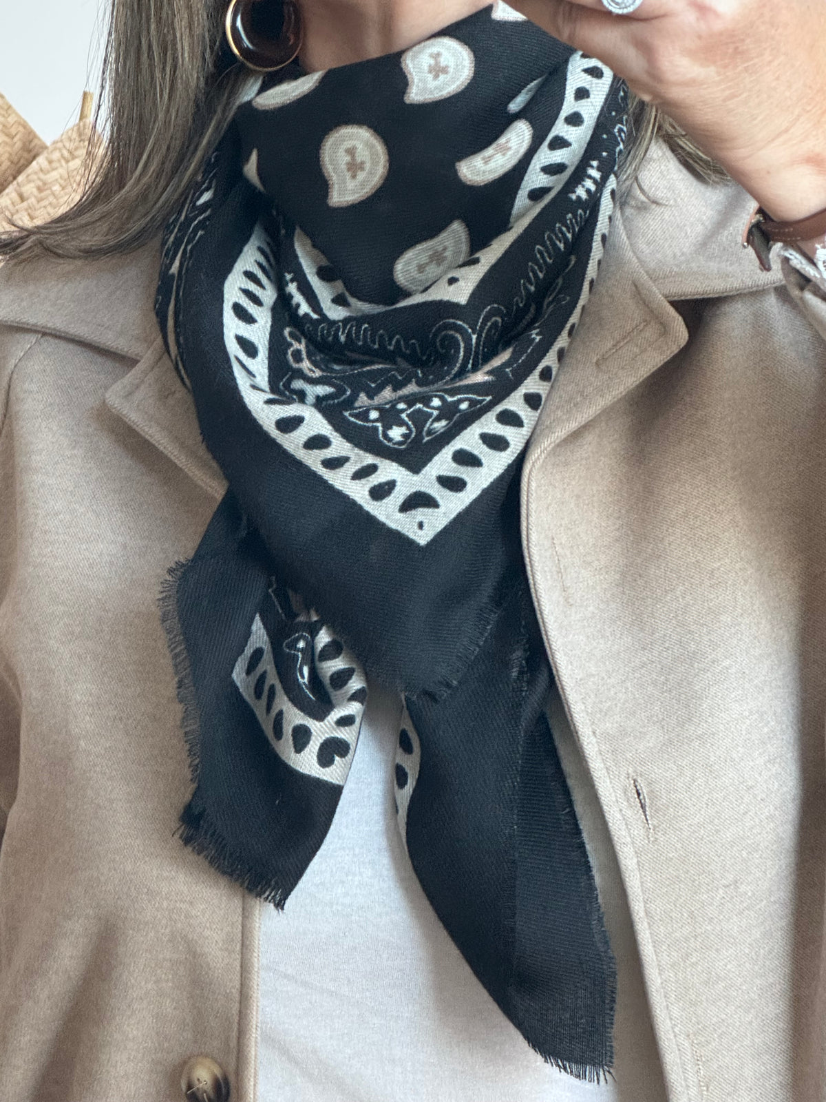 Écharpe imprimée cachemire noir