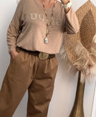 Pull Bisous marron clair