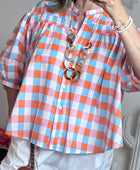 Blouse vichy orange /bleu