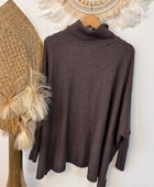 Pull col roulé marron TU 44/54