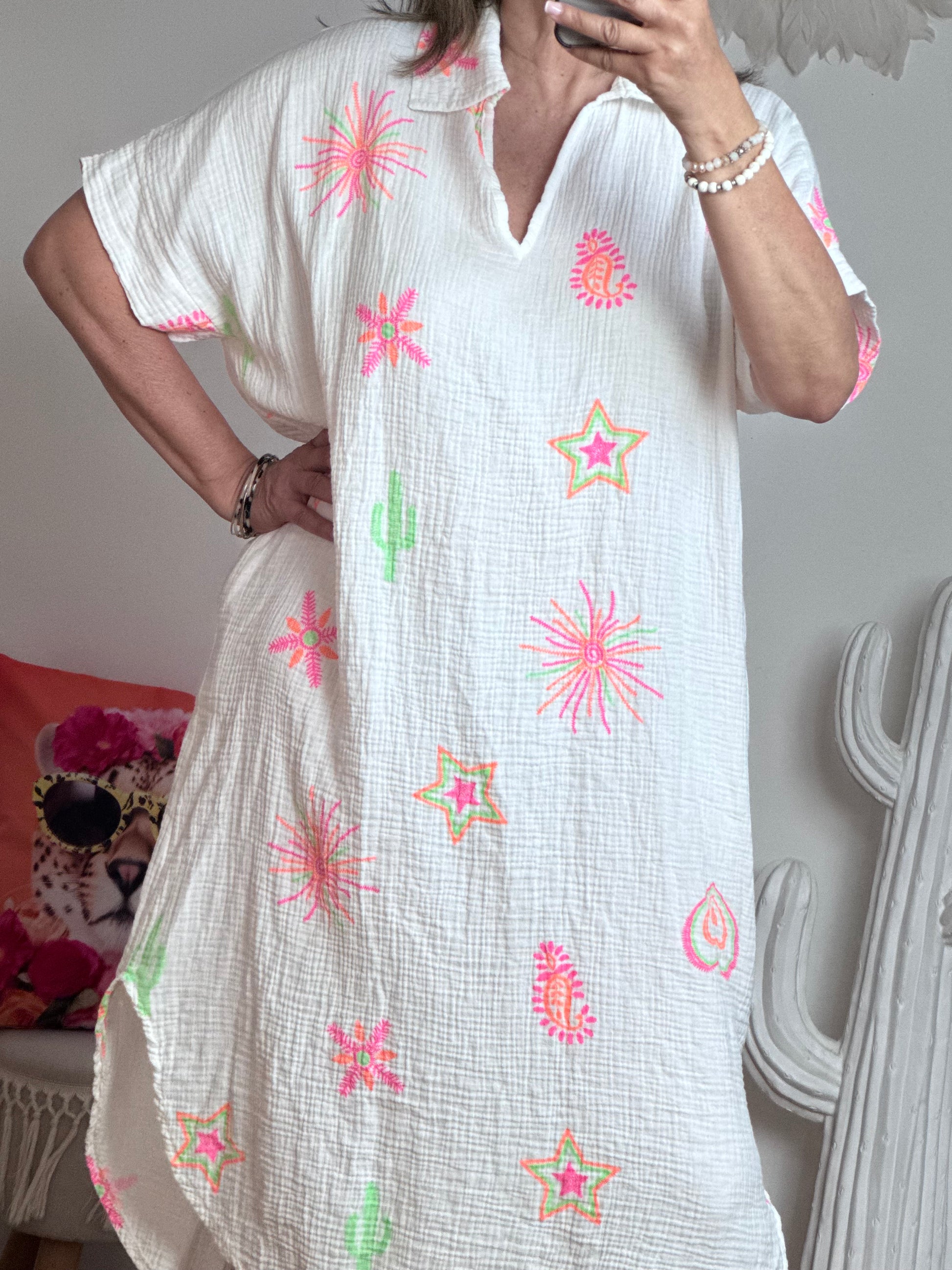 Robe gaze de coton blanche