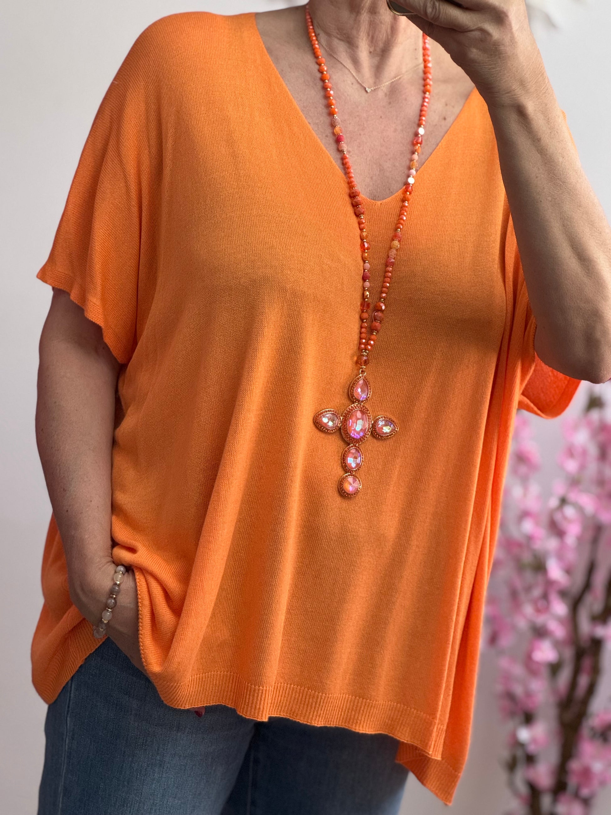 Pull maille fine orange TU 44/50