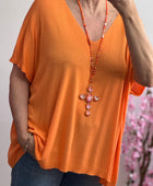 Pull maille fine orange TU 44/50