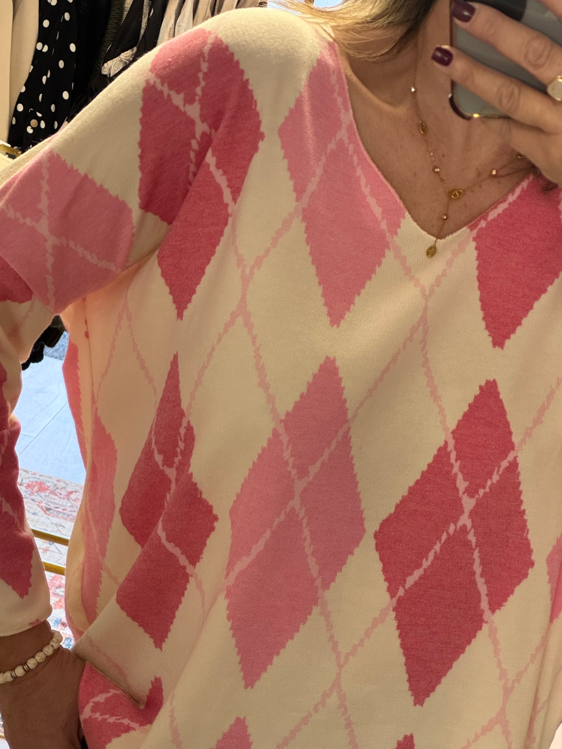 Pull jacquard rose TU 44/50