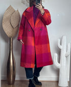Manteau carreaux fuchsia
