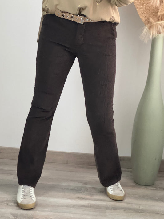 Pantalon flare velours chocolat