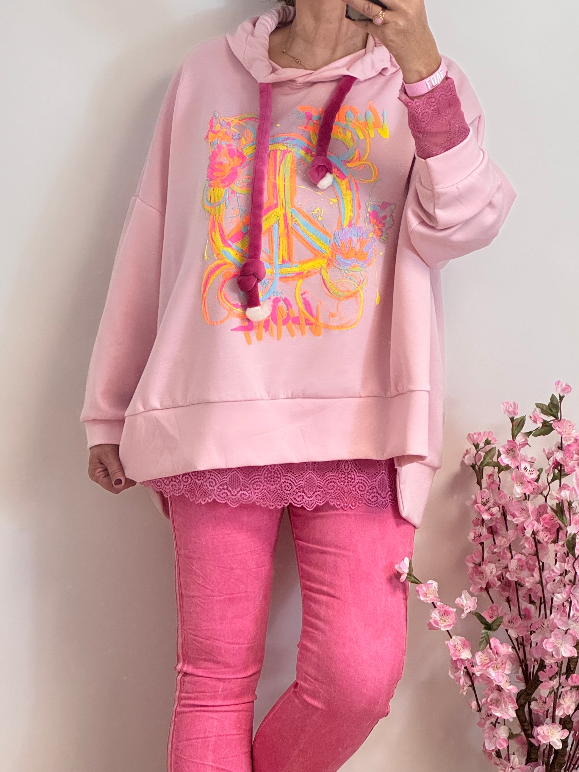 Sweat-shirt peace and love rose TU 38/48