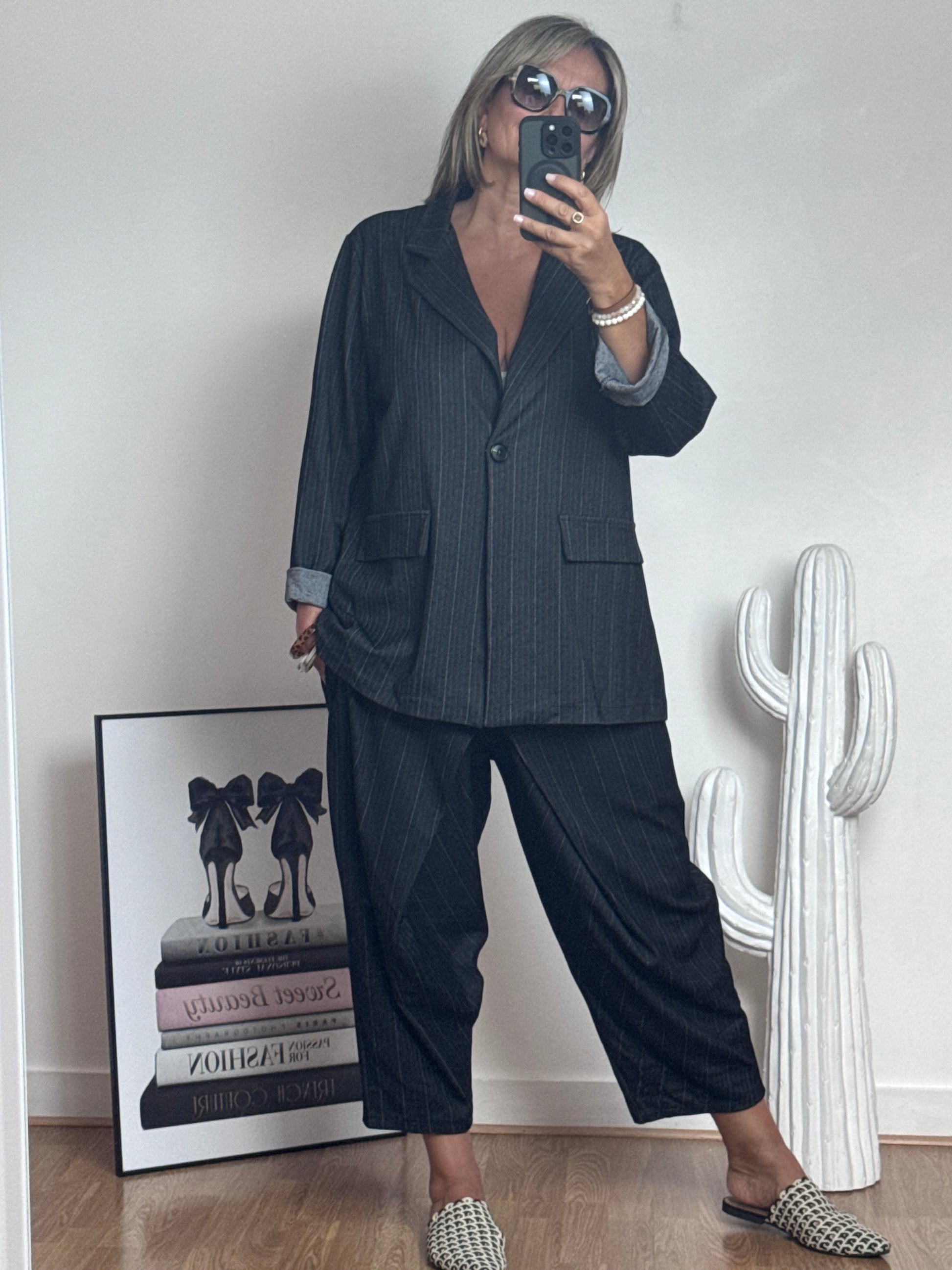 Veste blazer Alan noir fines rayures TU 40/48
