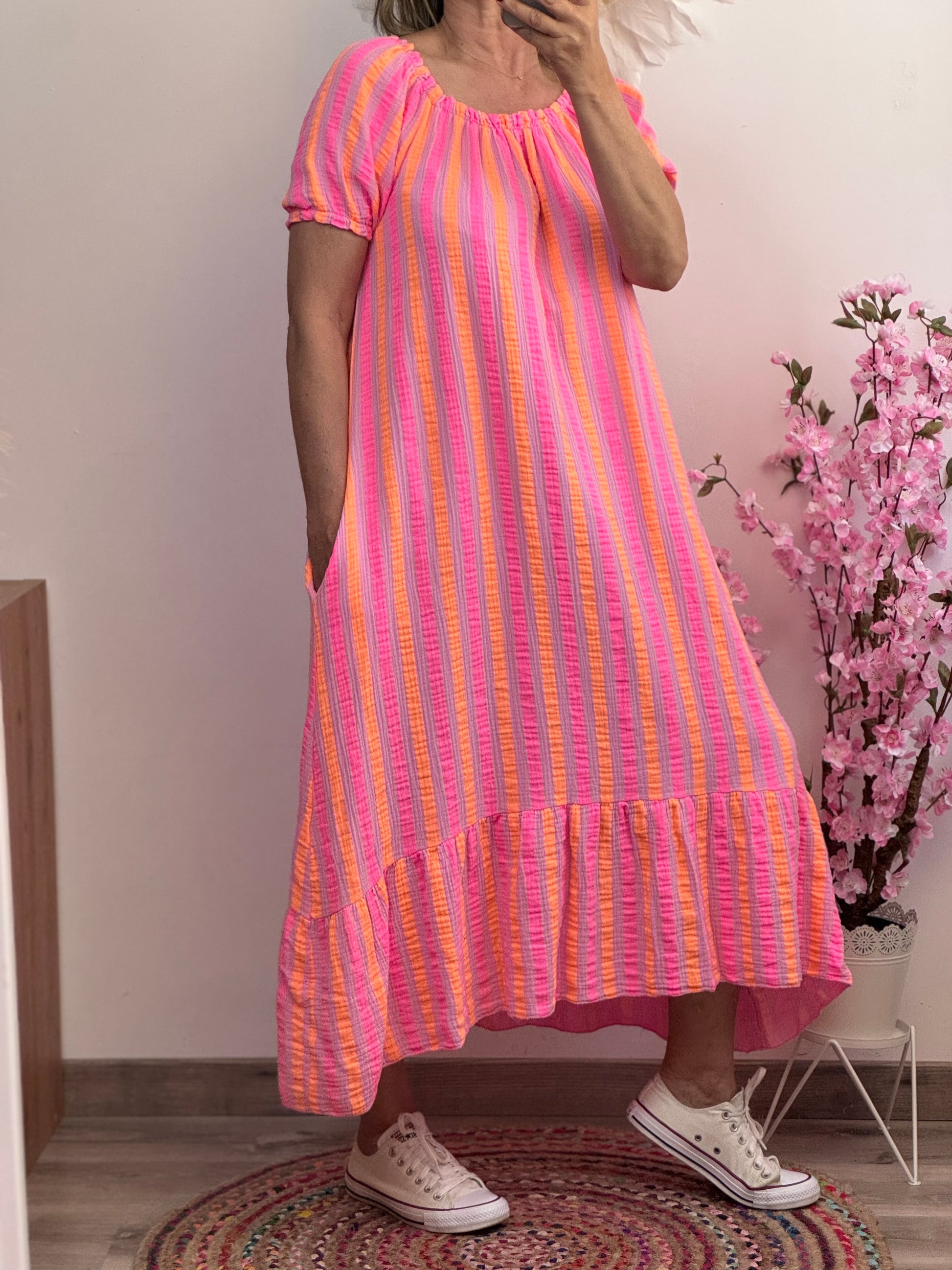 Robe gaz de coton Elsa rose