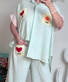 Chemise oversize rayée vert