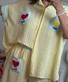 Chemise oversize rayée jaune