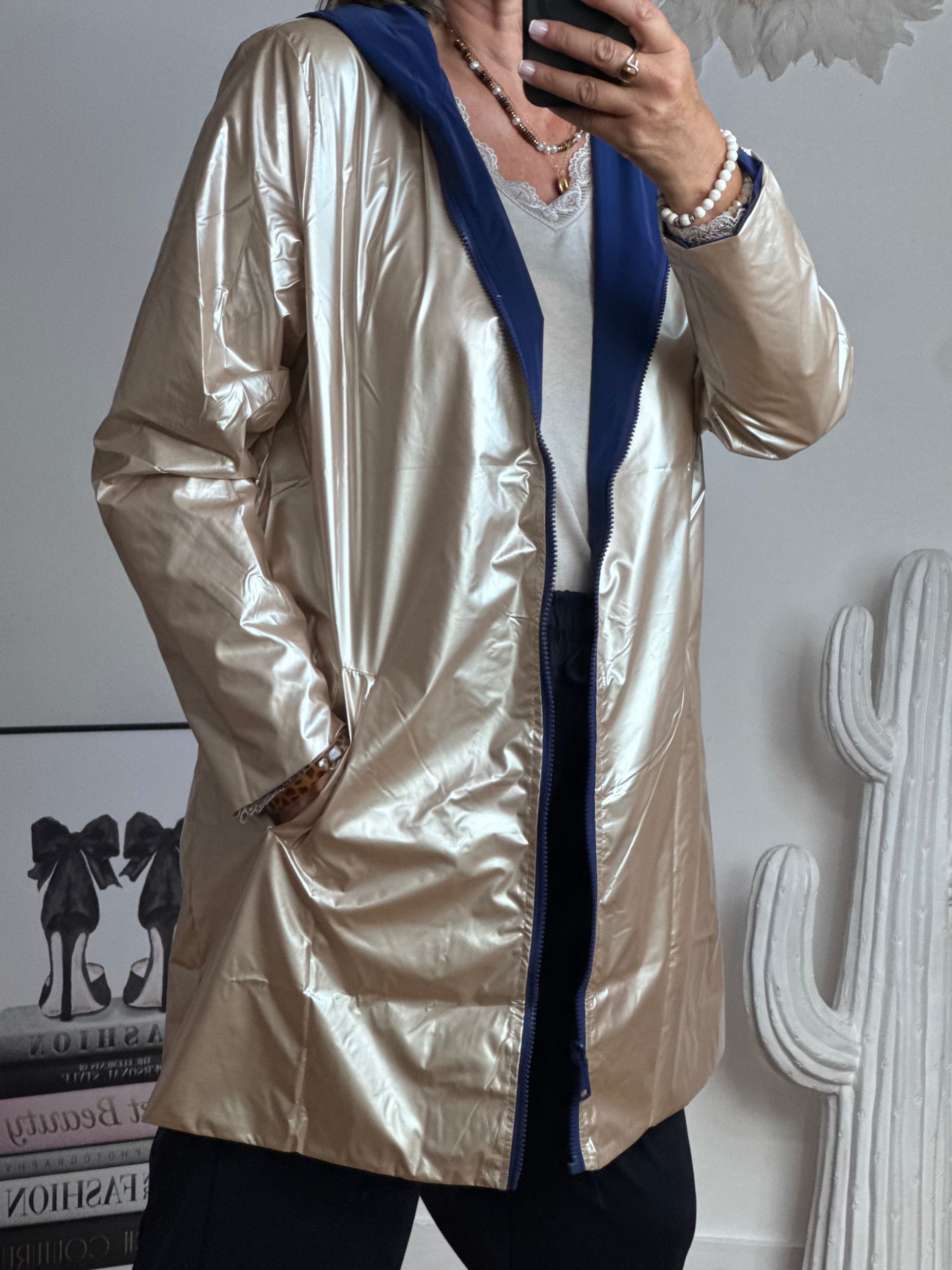 Veste coupe vent réversible marine /dorée
