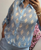Chemise voile de coton jacquard bleu 36/42