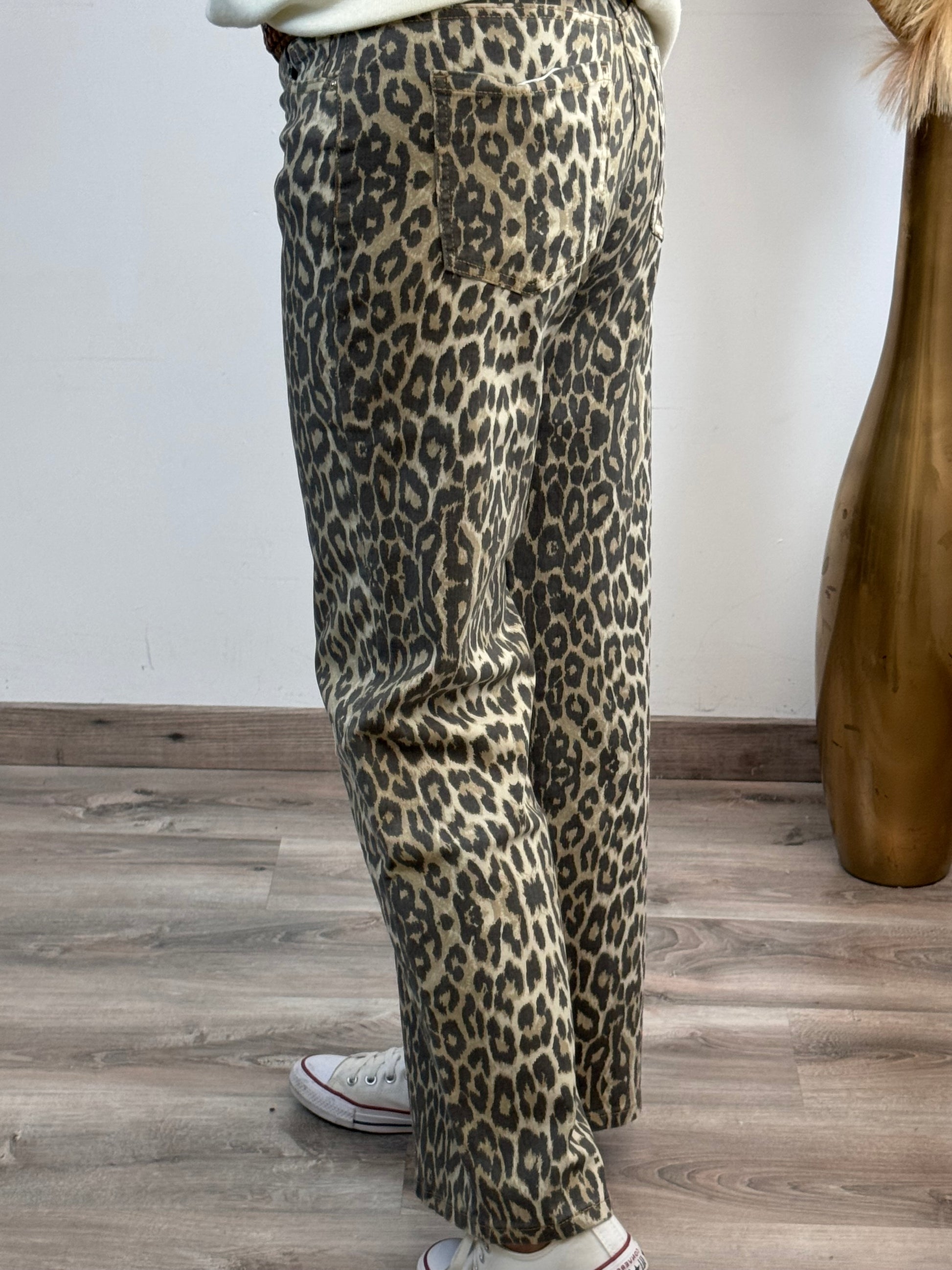 Jeans wide leg leopard