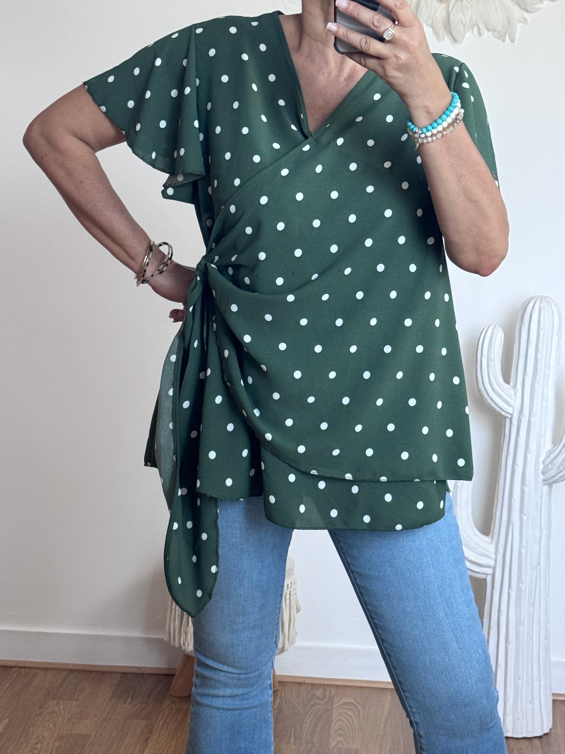 Blouse pois kaki TU 44/50