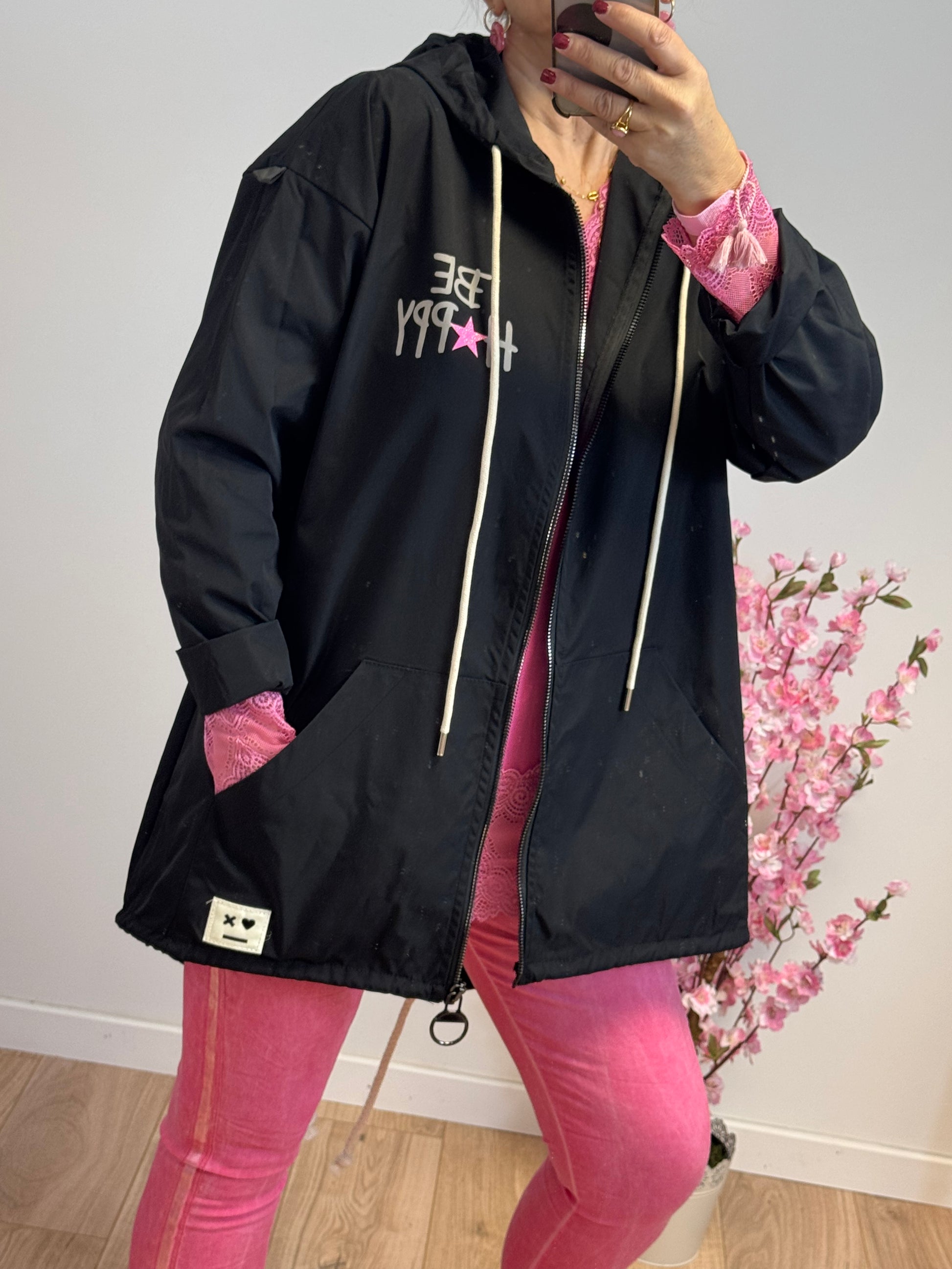 Veste coupe vent Be happy noir