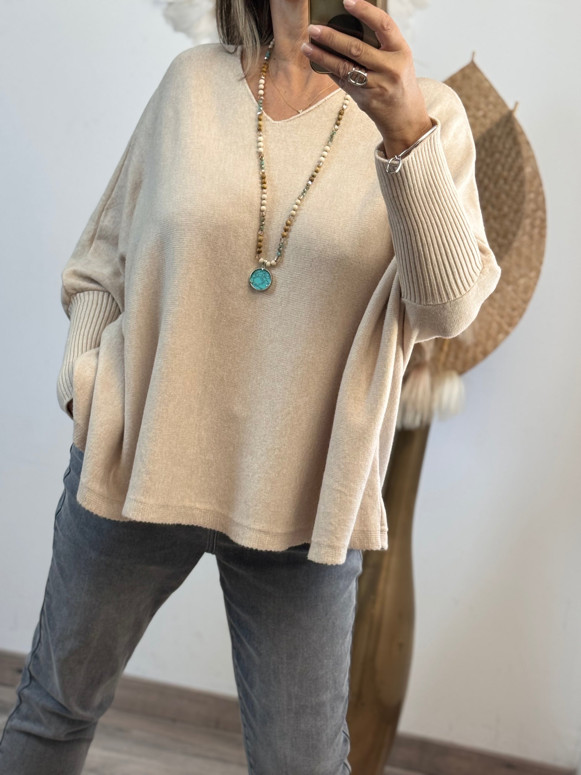 Pull Lucas oversize beige TU 44/54