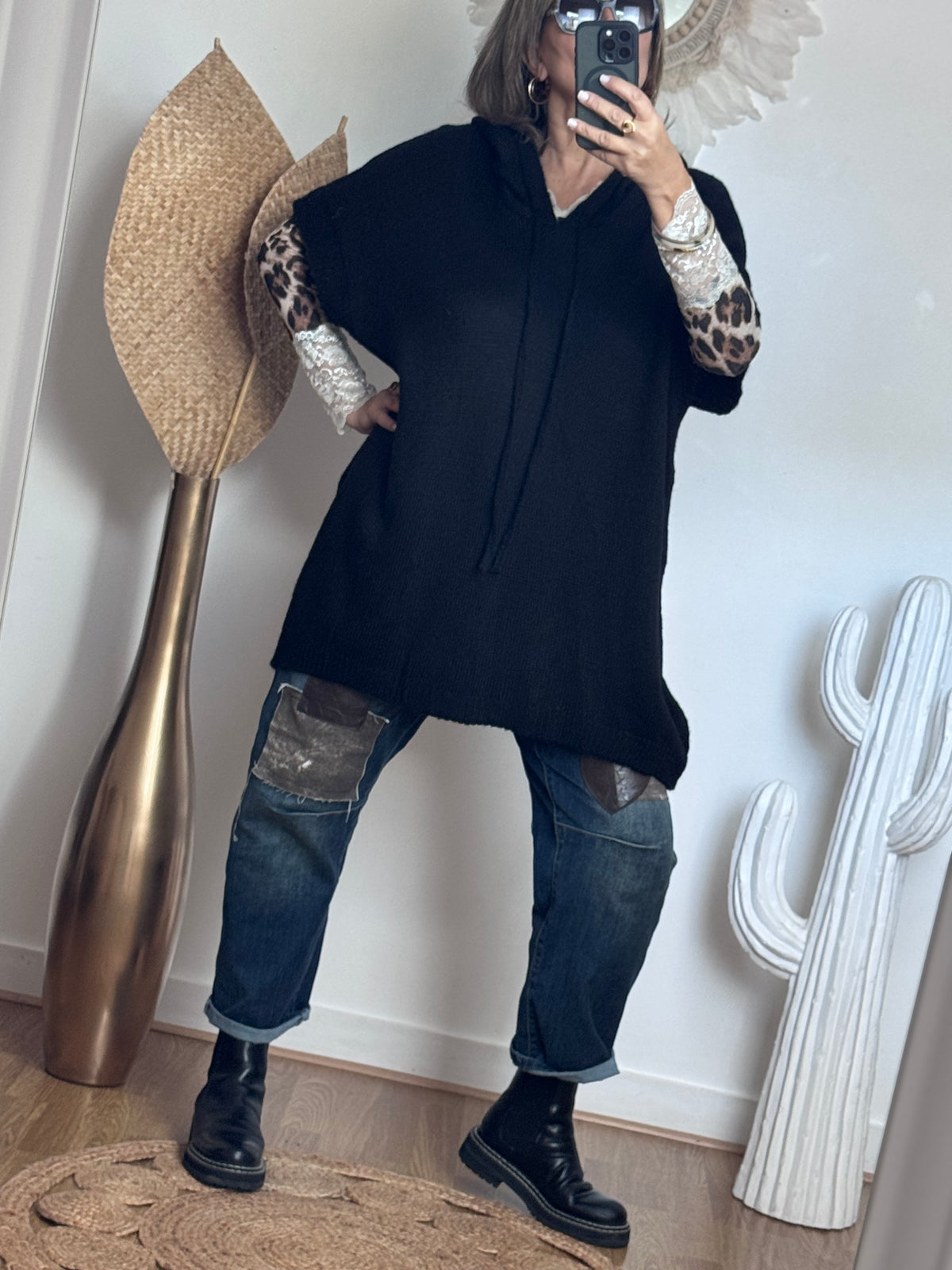 Pull oversize noir
