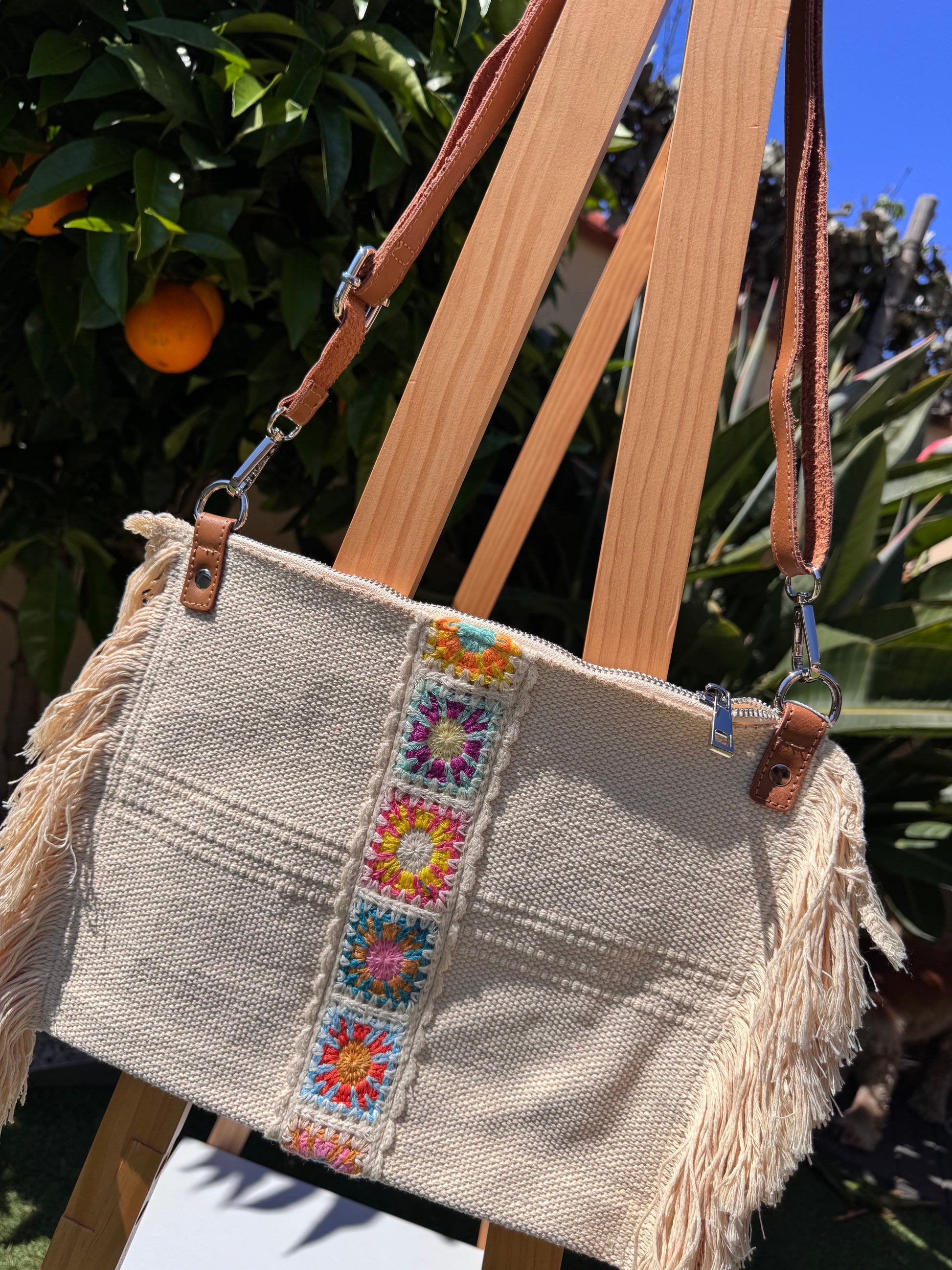 Sac bohème crochet crème