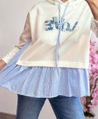 Sweat-shirt bi matière chemise bleu TU 36/44