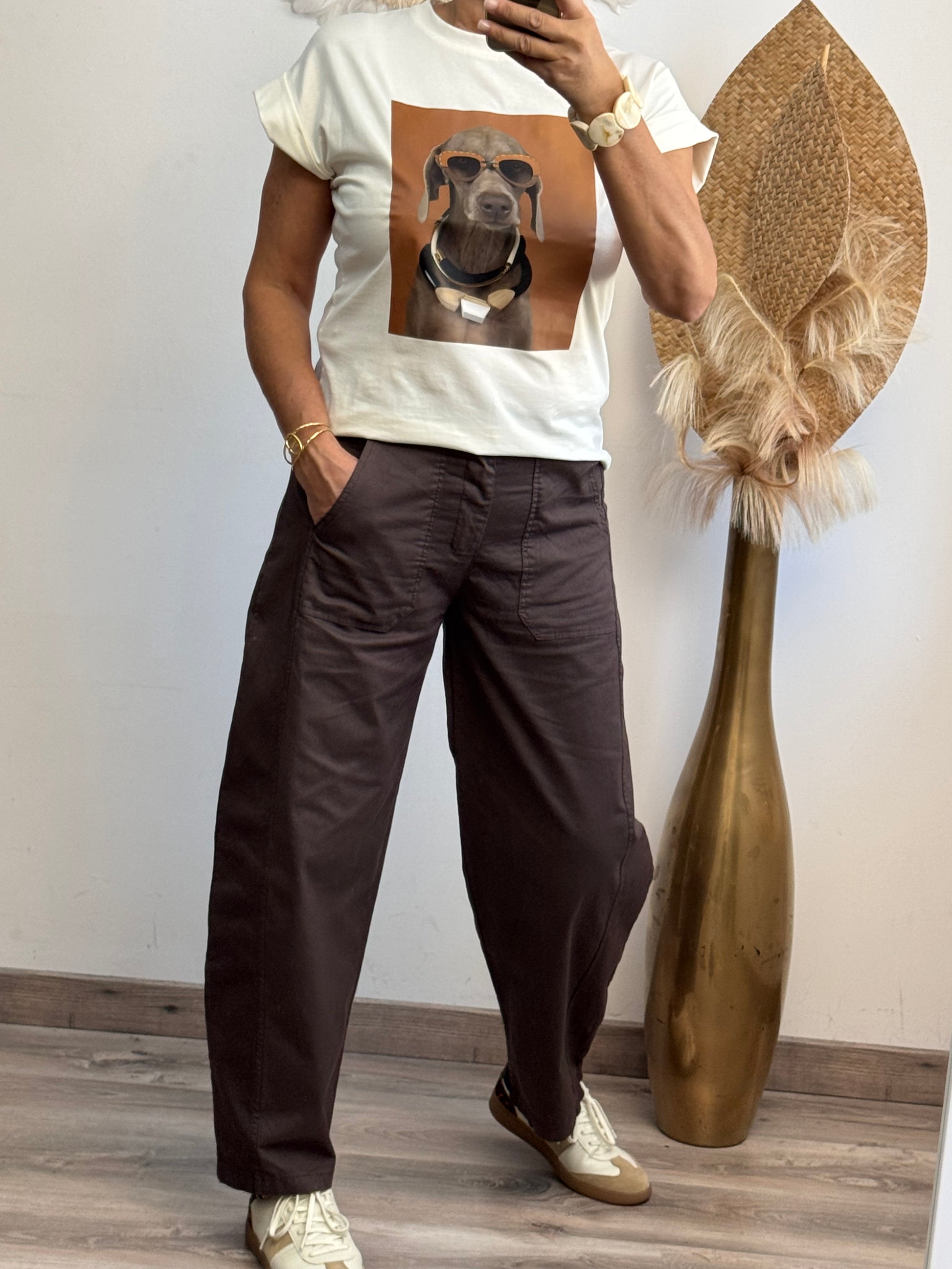 Pantalon barrel marron