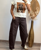 Pantalon barrel marron