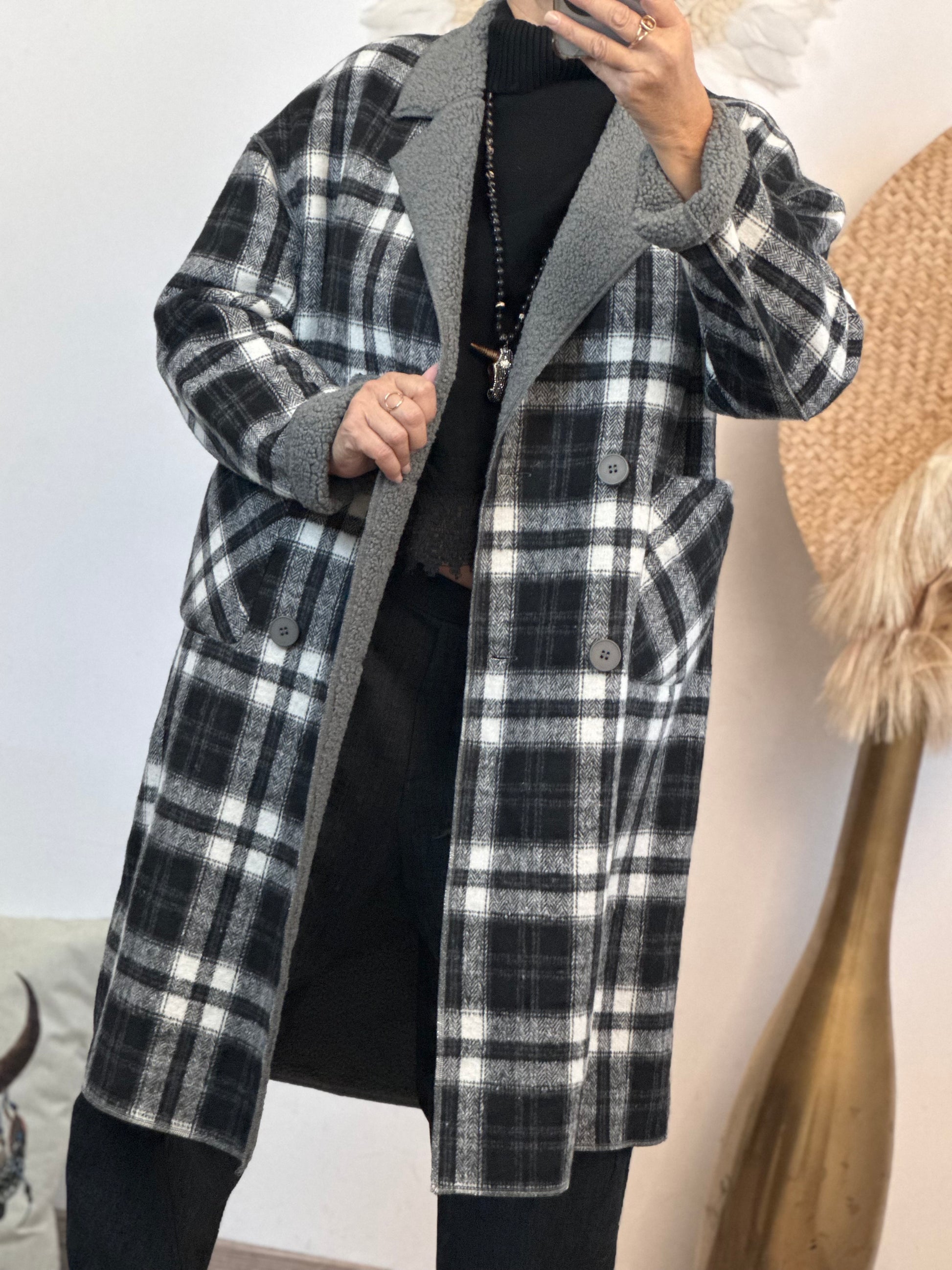 Manteau réversible gris