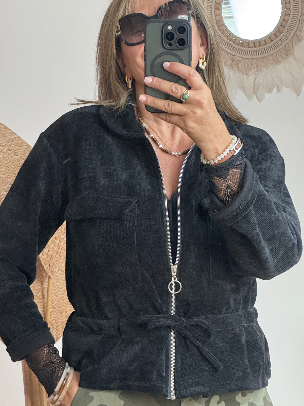 Veste velours milleraies noir