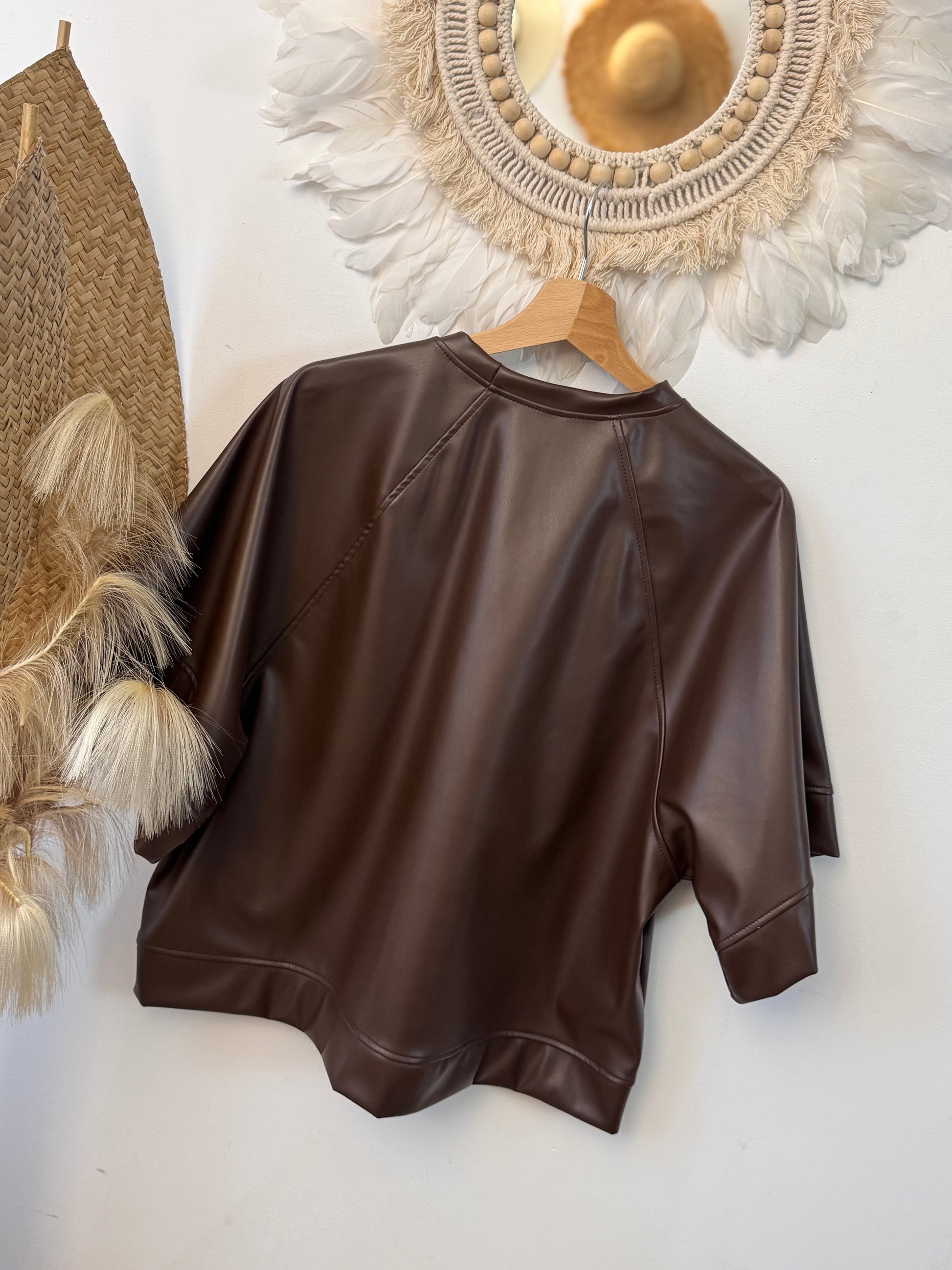 Haut similicuir marron