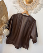 Haut similicuir marron