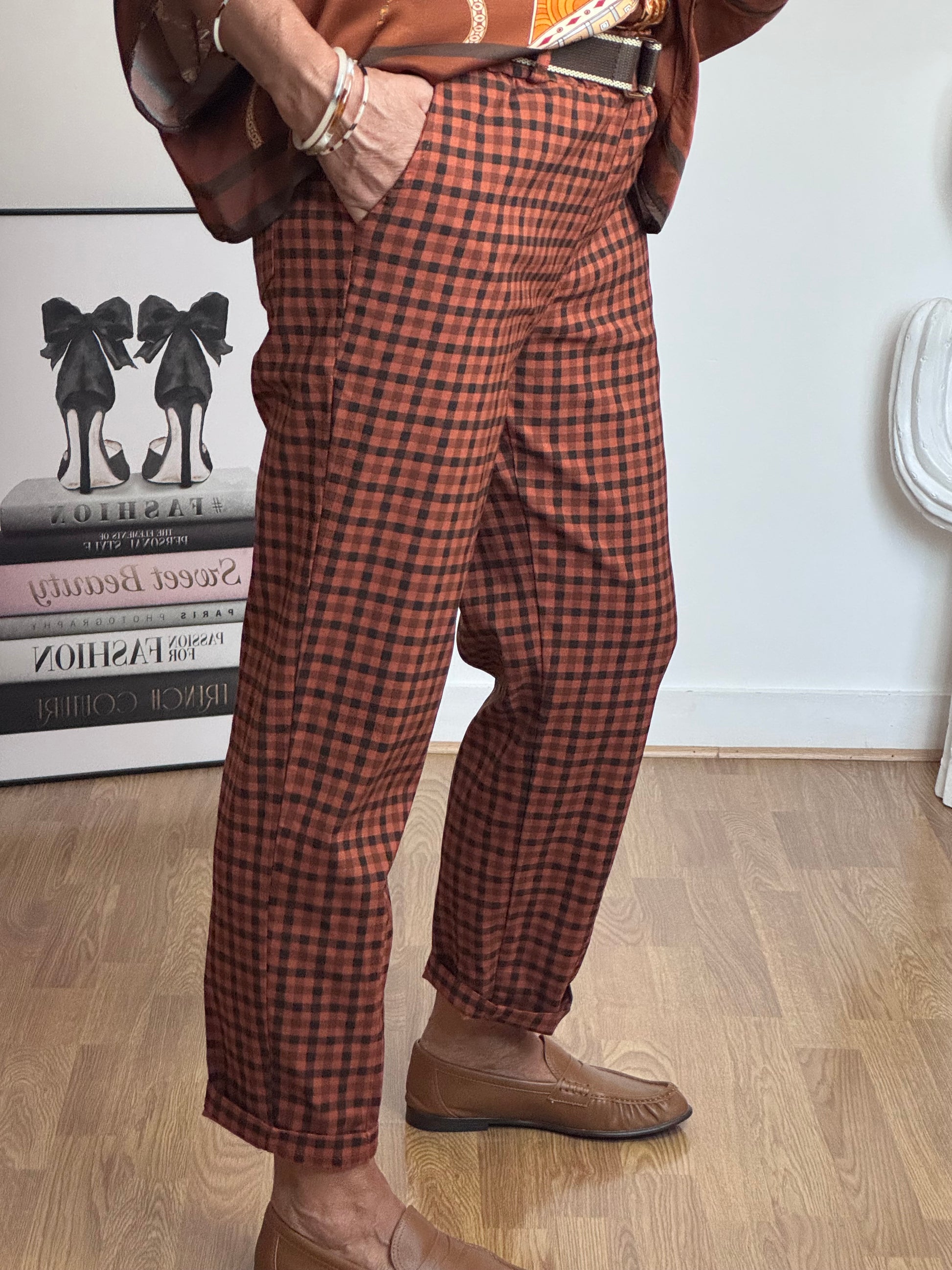 Pantalon vichy terracotta