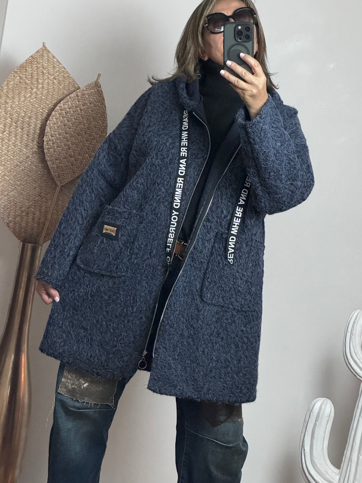Manteau moumoute bleu