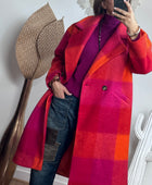 Manteau carreaux fuchsia