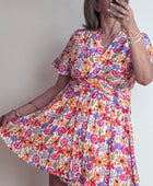 Robe courte fleurs multicolores