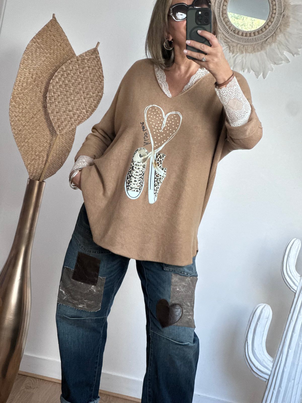 Pull kiss love joli forme camel
