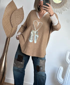 Pull kiss love joli forme camel