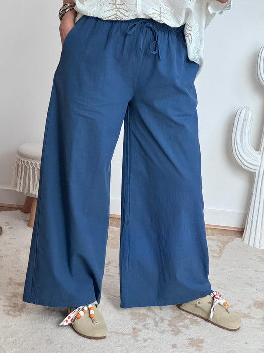 Pantalon coton et lin marine TU 38/44