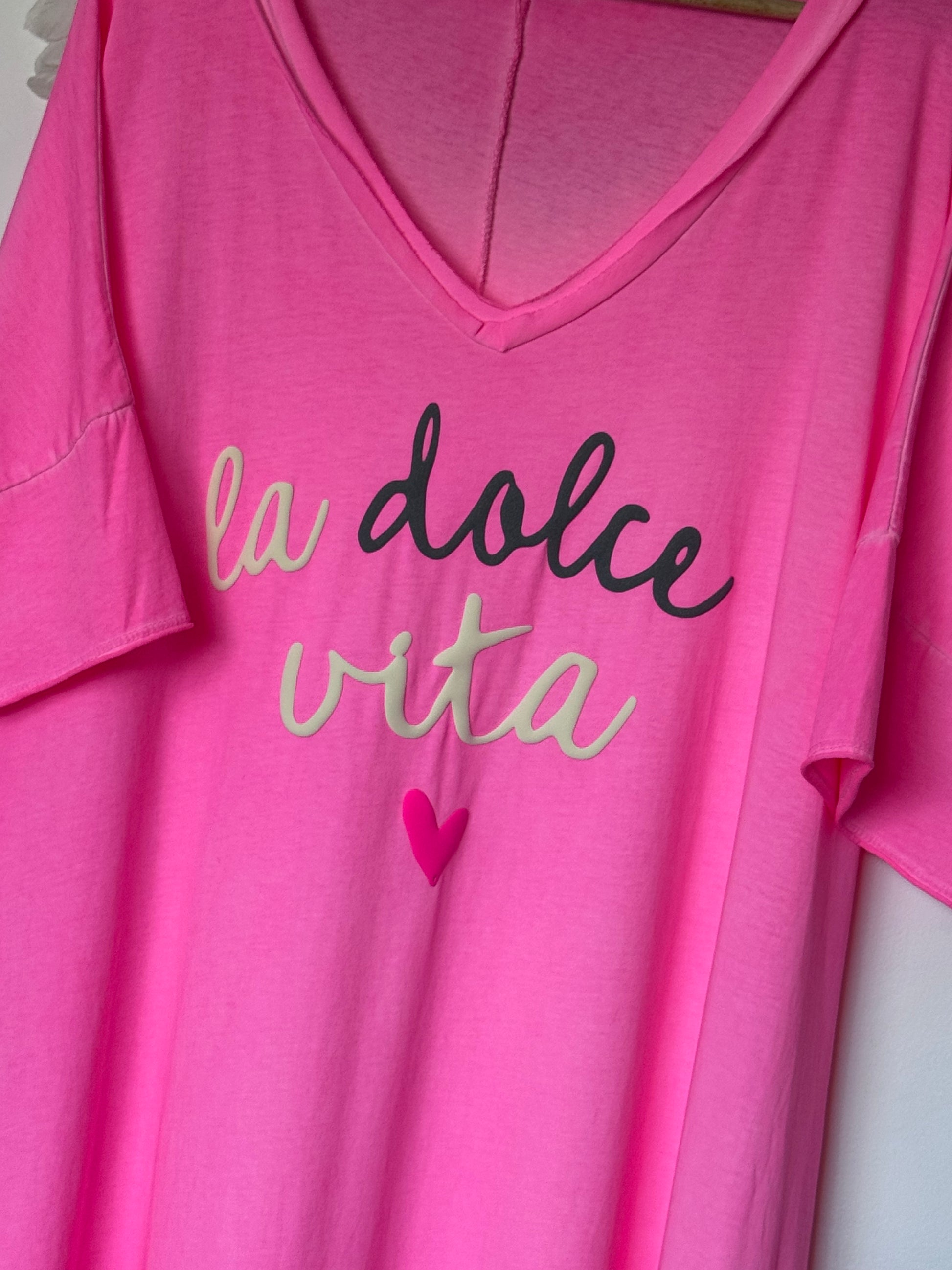 Robe teeshirt rose fluo jolie forme