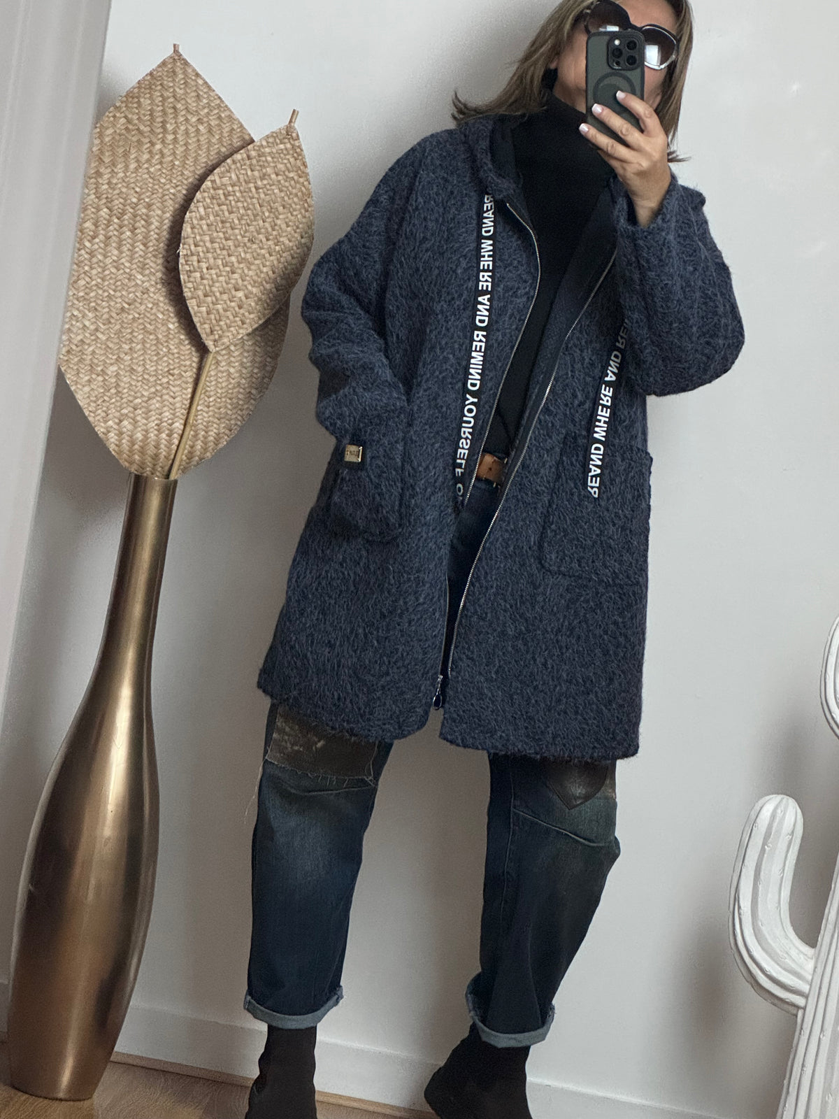 Manteau moumoute bleu