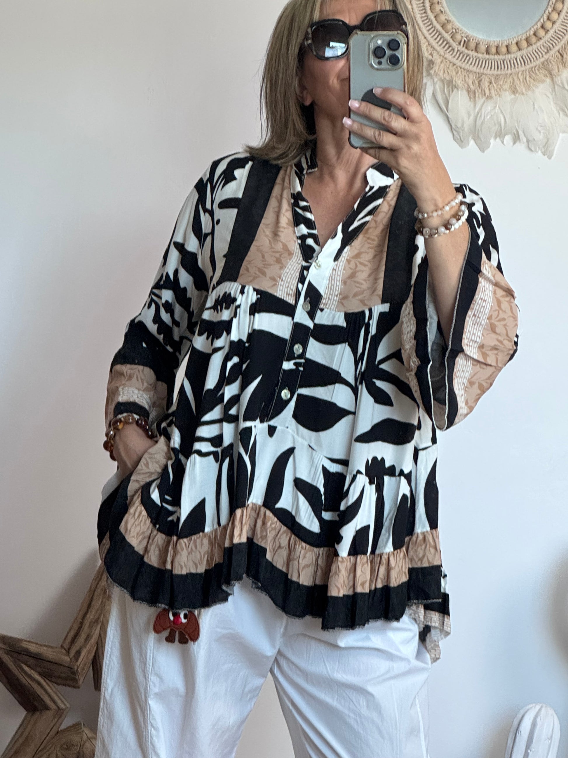 Blouse camélia noir