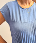 Robe longue plissée bleue