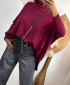 Pull col roulé prune TU 44/54