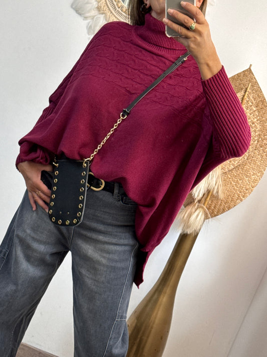 Pull col roulé prune TU 44/54