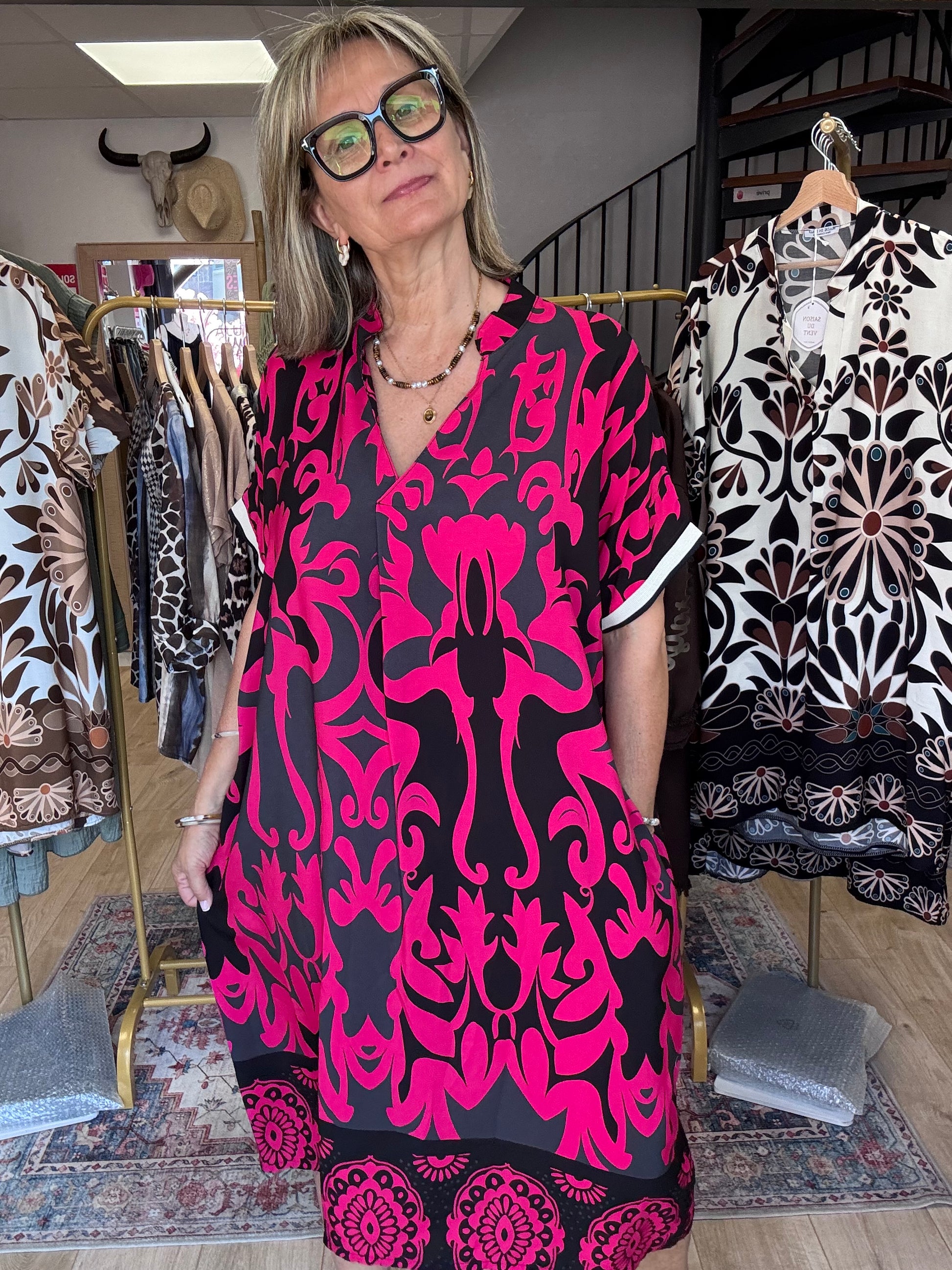 Robe arabesque noir fuchsia TU 40/48