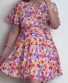 Robe courte fleurs multicolores