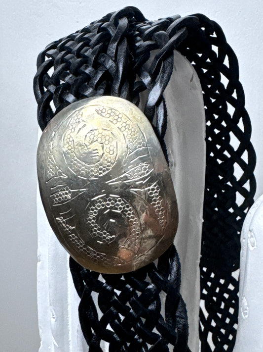 Ceinture cuir tressée noire